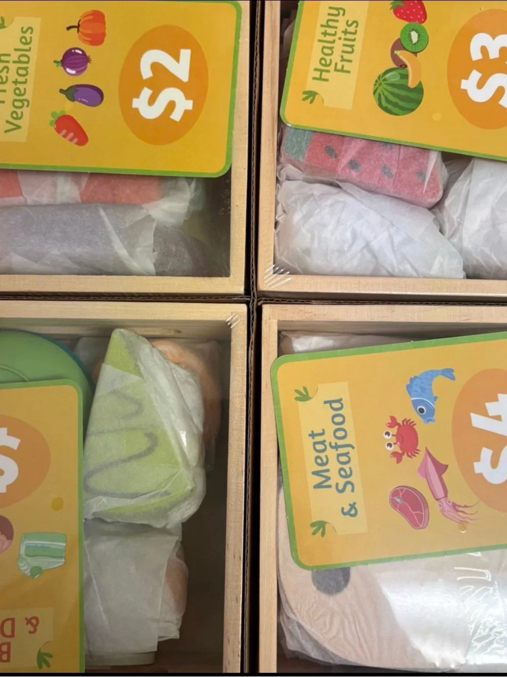 Wooden Play Food Set for Kids – Fruits, Vegetables, Meat & Desserts  Toy